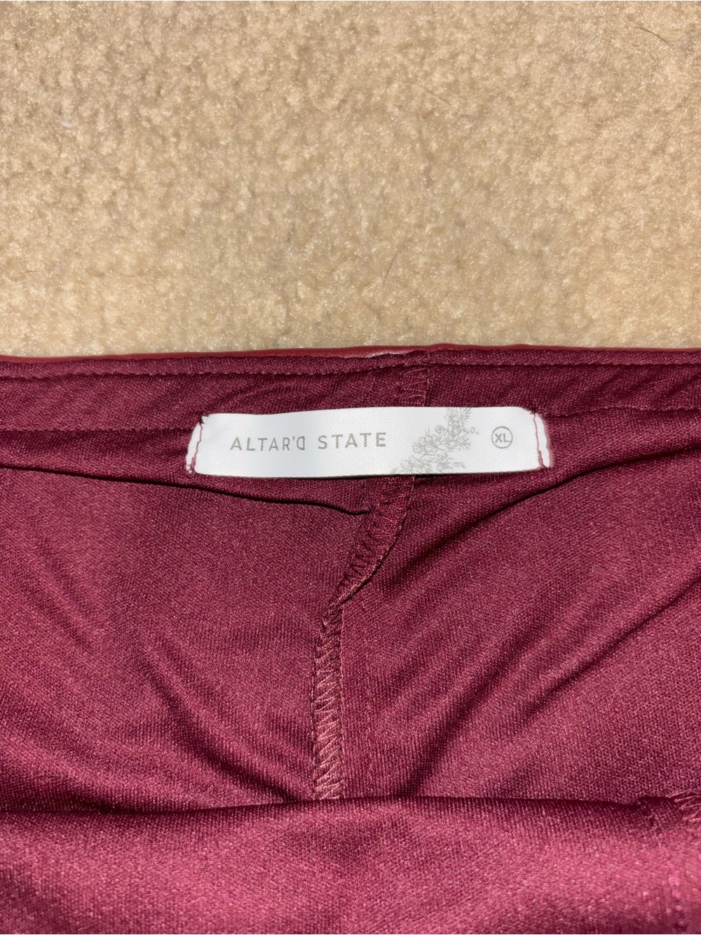 Altar'd State Wine Faux Leather Mini Skirt - Picture 2 of 3